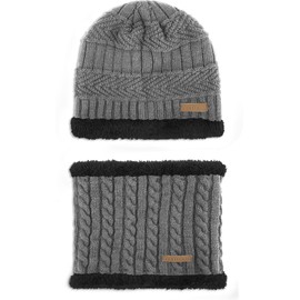normani Winter Set Consisting of Hat and Scarf with Sheep's Wool Colour Kebili/Grey