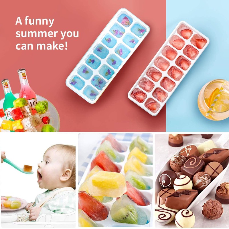 Ice Cube Trays 4 Pack, Airabc Silicone with Removable Lid,