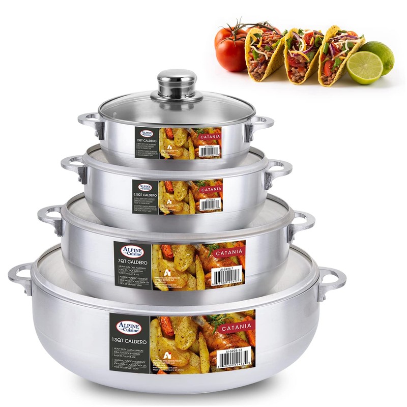 Alpine Cuisine Nonstick Aluminum Hot Pot Caldero Dutch Oven Set