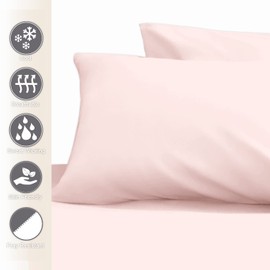 Pizuna 100% Cotton Housewife Pillowcases 2 Pack Light Pink 48x74cm, 400 Thread Count Long Staple Combed Cotton Pillow Cover, Sateen Weave Standard Housewife Pillowcase (Cotton Pillowcase Pack of 2)