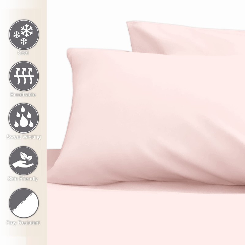 Pizuna 100% Cotton Housewife Pillowcases 2 Pack Light Pink 48x74cm,