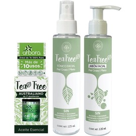 Kit Piel Grasa y Mixta: JABÓN Facial Tea Tree + TÓNICO Facial Tea Tree + ACEITE ESENCIAL de Tea Tree. La combinación Ideal para dejar la piel limpi