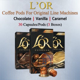L'OR LOR Coffee 30 Pods Compatible with NESPRESSO Original line Caramel Vanilla Cocoa