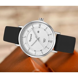 RUYEOOK Quartz Analog Watch,Silicone Band, Calendar Date Display, Water Resistant, Watch for Women Nurses Female Nursing Students Lady (R8635 Silver Black)