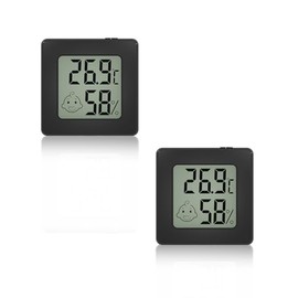 BOMATA Digital Thermometer Hygrometer Comfort Display Standing, Hanging, Stickable Black x2 KD31