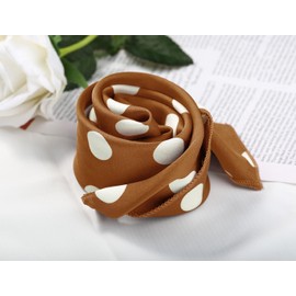 Allegra K Women's Scarf, Square, Silk-like, Dot Square Scarf, Neckerchief, Hair Decoration, Office, Uniform, Stylish, 19.7 inches (50 cm), brown (caramel)