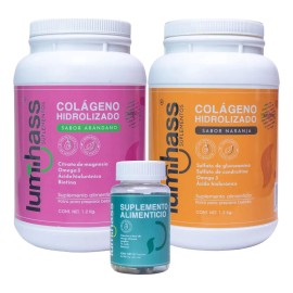 Colágeno Hidrolizado Lumihass 2 Botes Sabor Arándano Y Naranja 1.2 Kg I 48 Porciones I Con Omega 3 +aguacate +magnesio +acido Hialurónico +biotina +glucosamina I Piel, Cabello, Uñas Y Articulaciones