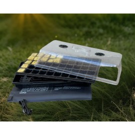 10" x20" 50 Cell Seedling Starter Kit Seed Tray Dome 2x2 Rockwool Block Heat Mat
