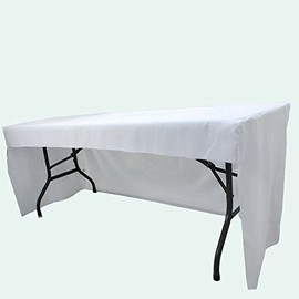 Event Decor 6 ft Fitted White 3 Sided Rectangular Trestle Exhibition Tablecloth Venue Occasion Venue