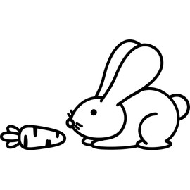 Cute Bunny Rabbit with Carrot Vinyl Decal Sticker for Car/Window/Wall (Orange Gloss)