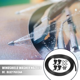 X AUTOHAUX 4 Piece Car Front Windscreen Washer Nozzles 8L8Z17603AA Windscreen Washer Hose Repair Kit with 1 Metre Hose