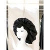 Satin Sleep Bonnet with Bow, Elastic Hair Cap, Black, Black,