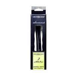 Grumbacher Vine Charcoal, Extra Soft, Black, 3 Pack (V40)