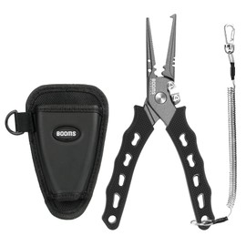 Booms Fishing F07 Fishing Pliers Hook Remover Stainless Steel with Lanyard and Sheath, 7 inch