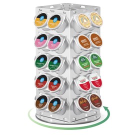Axbima K Cup Holder, Coffee Pod Holder for Keurig – 360° Rotating Aluminum Coffee Organizer for Countertop,Saving Design with Anti-Slip Base for Kitchen or Office,Capacity of 40 Pods (Silver)