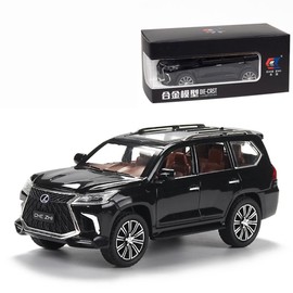 EROCK 1/24 Collectible Lexus LX570 Off-Road in Luxury SUV Model Car Zinc Alloy Pull Back Toy Vehicle Car with Sound and Light for Kids Boys Girls Birthday Gift (Black)