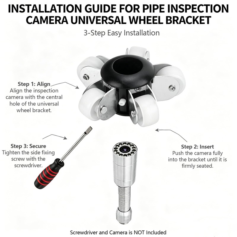 Sewer Camera Guide Wheel, 23mm 0.9" Roller Skid for Pipeline