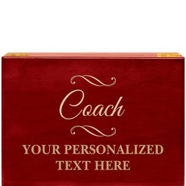 Crown Awards Coach Rosewood Humidor Gift, Customize with Your Own Text Engraving Prime