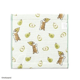 mofusand La France Towel Handkerchief, Green, Cat, Cute Gauze Pile, 43-0080070, Approx. 9.4 x 9.4 inches (24 x 24 cm)