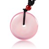 Women's Donut Necklace Pendant, Natural Pink Chalcedony Agate Lucky Stone