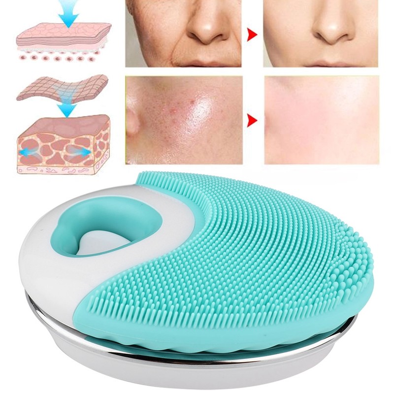 Electric Face Cleansing Brush Silicone Massage Portable Waterproof Ultrasonic Deeply