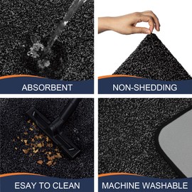 Walensee Indoor Doormat, Front Door Mat for Entrance (36"x59" Black) Machine Washable Entryway Rug Non Slip Dirt Trapper Door Rugs Absorbent Low Profile Shoes Scraper Inside Floor Mats for Entry