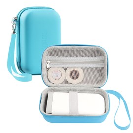 Label Maker Case PU, EVA Material, Compatible with Phomemo D30|D35|NELKO P21|NIIMBOT D11|JADENS D110|SUPVAN E10, Blue