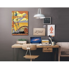 Lantern Press Santa Cruz, California, Beach Boardwalk, (24x36 Wrapped Canvas, Wall Decor, Artwork)