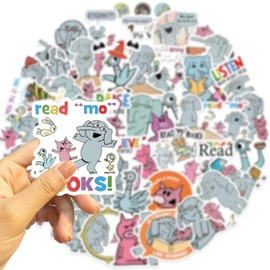 50pcs Elephant and Piggie Stickers Vinyl Waterproof Stickers for Water Bottle Laptop Phone Skateboard Car Decals Gifts for Kids Teens Adults for Party Supplies Decor
