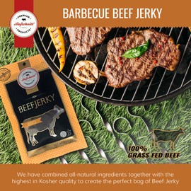 Aufschnitt Grass Fed Beef Jerky - Low Sodium, Certified Kosher - Halal and Keto Friendly - 5 Pack, BBQ