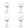 Set of 4 Wine Glass Goblet Sea Shells Sea Shore