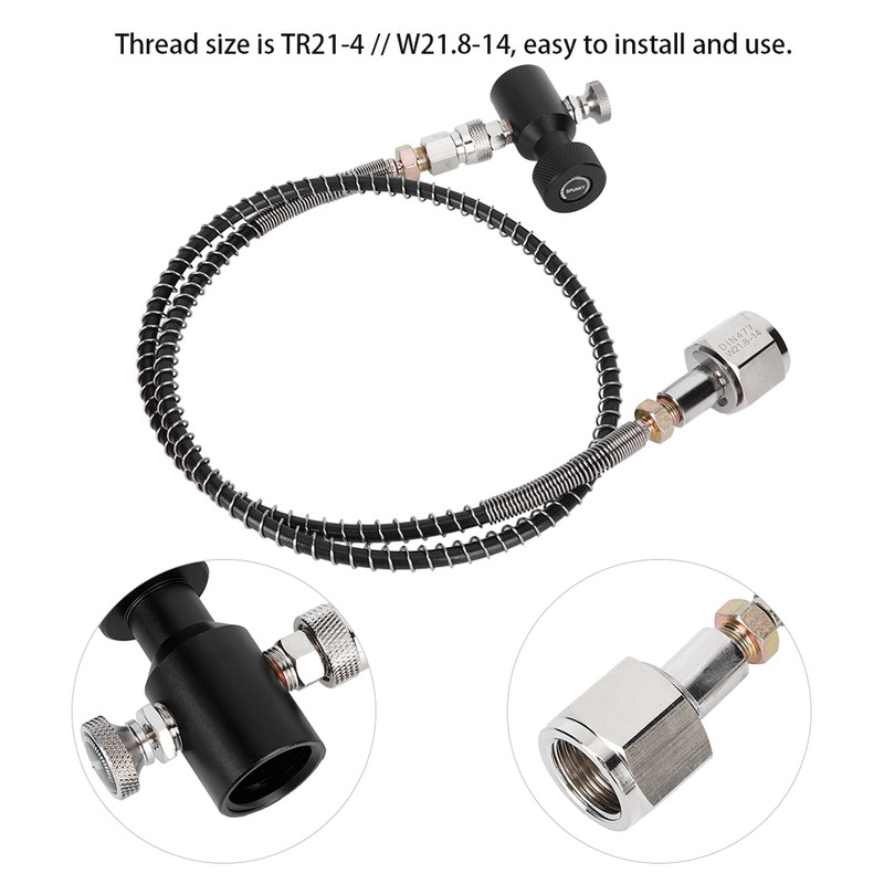 DIN477 36in Spring Hose Electroplate CO2 Adapter Kit with Release