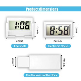 JOYCOURT Small Electronic Dashboard Car Time Clock Self-Adhesive Mini Car Electronic Clock, Simple Car Accessories LCD Screen Home Digital Display Clock with Stand for Car, Office (White)