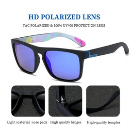 HGDGears Polarized Glasses Men Women Driving Cycling Fishing Retro Sunglasses UV Protection, Deep Blue + Black