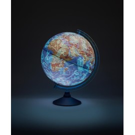 Exerz 25cm AR Globe Illuminated Cable Free LED Light - Physical Map (Day) - Consellation Globe (Night)- Augmented Reality App iOS - Light up globe
