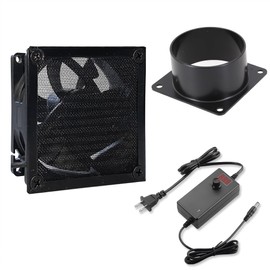 3" Axial Exhaust Fan, 4500RPM 80mm DC12V Dual Ball Bearings Air Exhaust Extractor Fan Kit for 3D Laser, Paint Booth (LED Display Controller, 3" Duct Flange, Mesh)