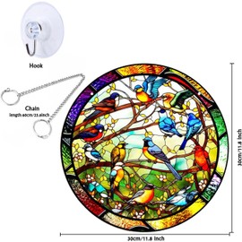 Fengchung Bird Acrylic Window Decoration, 30 cm Double-Sided Acrylic Hummingbird Window Suncatcher with Chain for Hanging and Suction Cup for Windows, Patio, Wall, Home and Garden