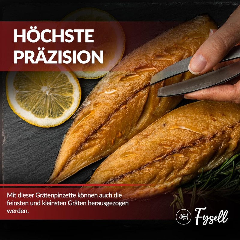 Fysell Brushed Stainless Steel Fish Bone Tongs - Straight Head