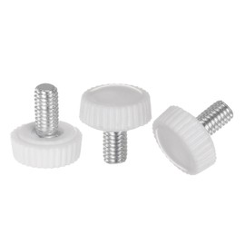 QUARKZMAN M5 x 12 mm Male Thread Knurled Knobs Thumb Screw Clamping Knobs Handle Plastic Handle Hand Knobs with Threaded Bolts White Pack of 20
