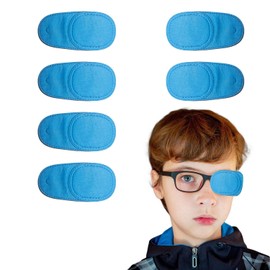 6 Pack Eye Patch for Glasses, Reusable Left & Right Eye Patches for Kids, Toddler, Children, Lazy Eye(Blue) (6)
