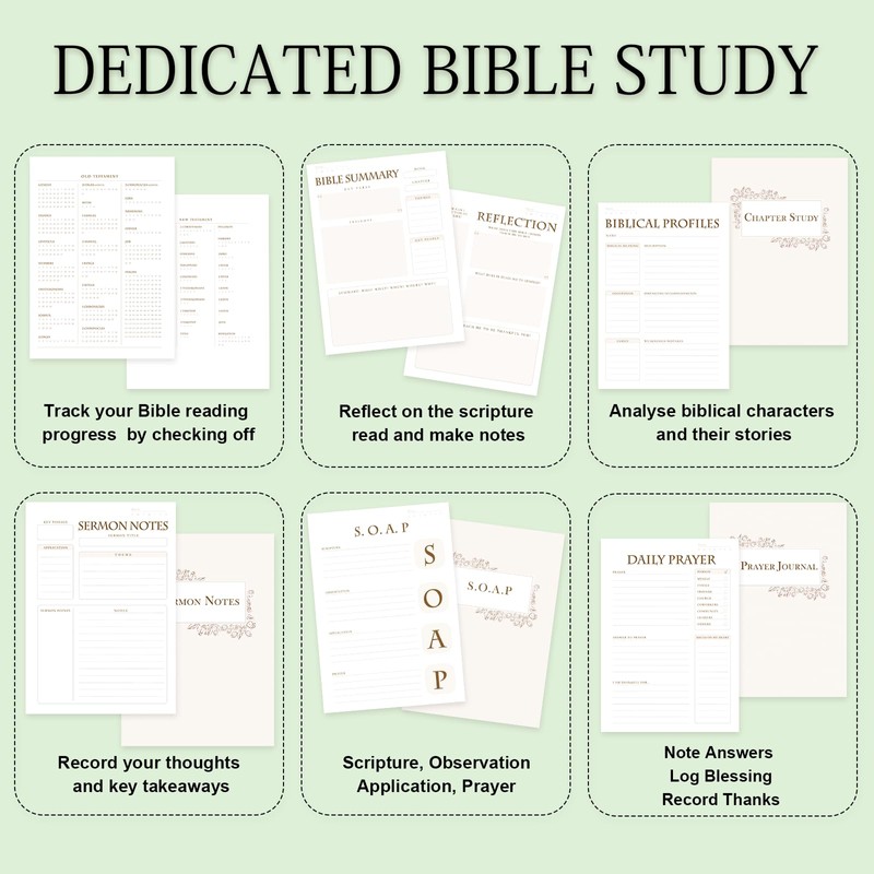 XKDOUS Bible Study Journal Church Notes Journal, Study Supplies Bible