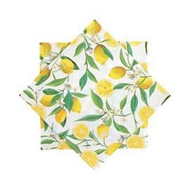 Elinnee 40 Pack, Paper Napkins for Decoupage, 3Ply Floral Cocktail Napkins for Dinner Beverage Party Bathroom Disposable Luncheon Napkins Paper Everyday Decorative, 13"x13", Lemon