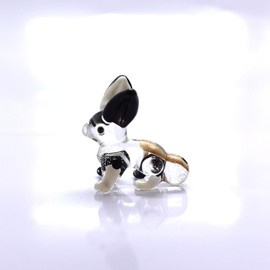 Sansukjai Rabbit Tiny Micro Figurines Hand Blown Glass Art Animals Collectible Gift Home Décor (Black White)
