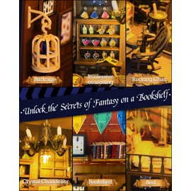 DIY Book Nook Kit - Magic 3D Wooden Booknook Bookshelf Decor with LED Lights, Enchanted Magic Miniature House Dollhouse Building Set, Creative Craft Gift for Adults, Teens & Book Lovers