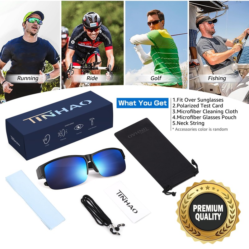 TINHAO Polarized Fit Over Sunglasses Unisex Wear Over Glasses Sunglasses