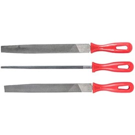 Werkzeyt Feilensatz 3-teilig - Geeignet für sämtliche Metalle - 200 mm Feilenlänge - Kunststoff-Griffe - Hochwertige Carbonklingen / Rundfeile / Halbrundpfeile / Flachstumpffeile / CPT966903