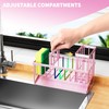 Cisily Pink Kitchen Sink Caddy Organzier with High Brush Holder,