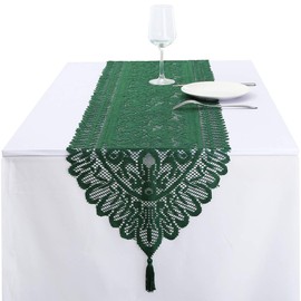 rockcloud Lace Table Cloth Runner for Wedding Banquet Decorations, Christmas Party Table Decor, Green, 13 x 54 Inch