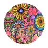 Fiokroo Hippie Art Flower Doodles Tablecloth with Elastic Edge, Round