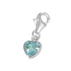 jewellerybox Sterling Silver Blue Heart Crystal Clip on Charm